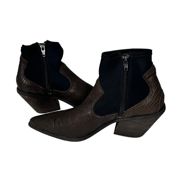 Free People Jackson West Ankle Boot 37 7 Brown Black Leather Bootie Boho - Picture 5 of 10